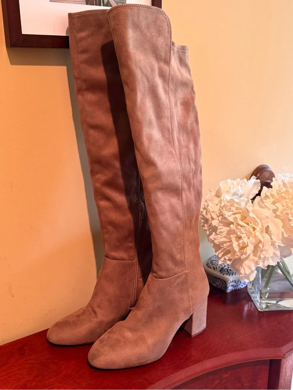 Kelly & Katie Taupe Over-the-Knee Suede Boots